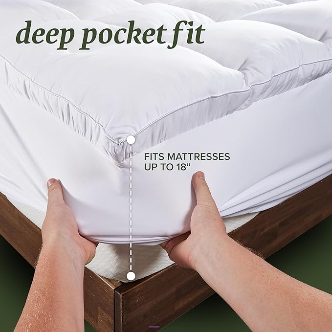 Beckham Hotel Collection Queen Size Mattress Pad (Extra Padded) & Protector Hybrid - Quilted Pillow Top Mattress Cover - Thick, Plush, Fitted Mattress Topper for Bed