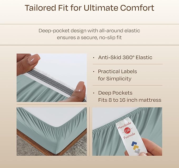 California Design Den Luxury King Size Sheets Set - Buttery Soft 800 Thread Count 100% Cotton Sateen - Beats Fake Egyptian Cotton Claims, Durable Deep Pocket Fitted Sheet (Soft Teal)