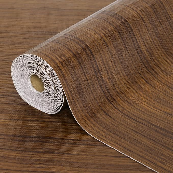 Drawer Shelf Liner for Kitchen Cabinets, Non Adhesive Slip Resistant Shelf Paper Easy to Clean, Strong Grip Thickened Waterproof Washable Mats for Pantry Shelves, Cupboard, Wood Grain, 17.5 in x 30 FT