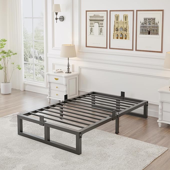 10 inch TXL Bed Frame,3500 lbs Heavy Duty Metal Platform, Steel Slats Support/No Box Spring Needed/Noise Free/Non-Slip/Easy Assembly