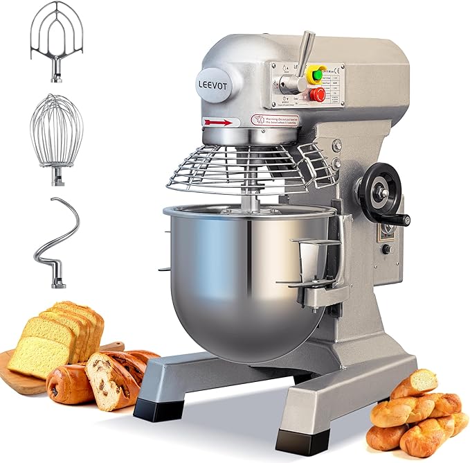 15Qt Commercial Food Mixer with Timing Function, 600W Commercial mixer 3-Speed Adjustable Heavy Duty, Electric Stand Food Mixer with Stainless Steel Bowl for Bakery Pizzeria. (Standard)
