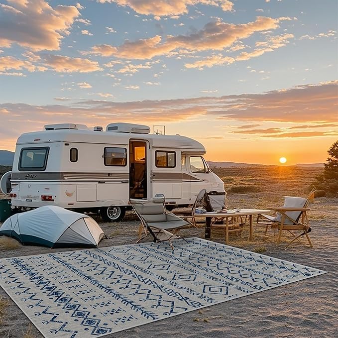 Outdoor Rug Multi Colored Rug Tropical, Botanical Bohemian Modern Floral Rug Textured Carpet Easy-Cleaning Deck, Backyard, Patio Porch Non Shedding (Grey, 8x10 Feet)