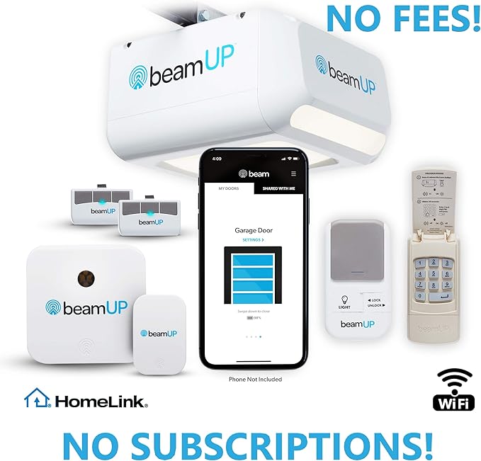 Centurion BU800 Two Car Smart Garage Door Opener, Ultra-Reliable 1-1/4 Horsepower Equivalent DC Motor, Integrated Edge-to-Edge 3000-Lumen LED, with Beam Home App for Smart Garage Control, White