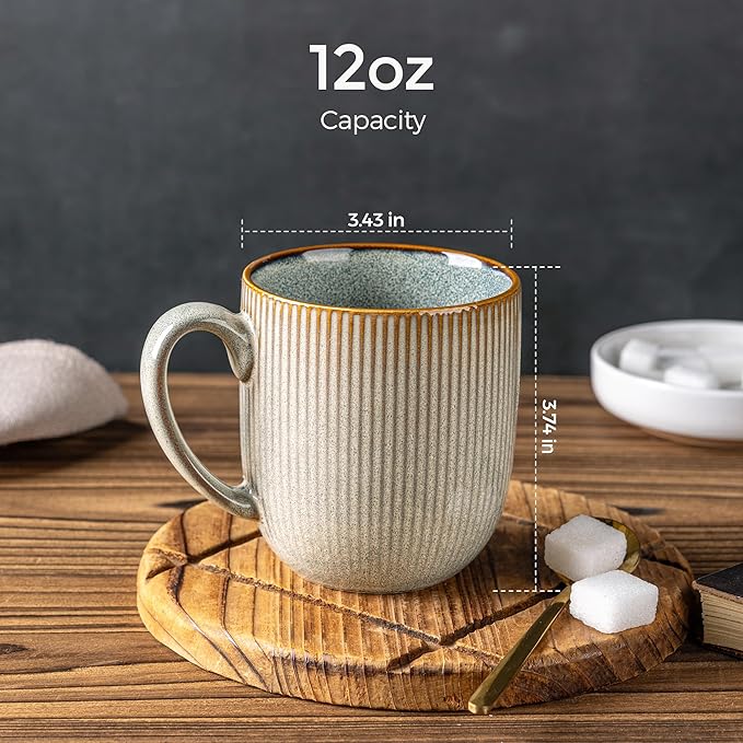 GBHOME Ceramic Coffee Mugs Set of 6, 12oz Handmade Ceramic Coffee Mugs Set with Gradient color for Latte/Tea/Beer/Hot Cocoa, Dishwasher & Microwave Safe