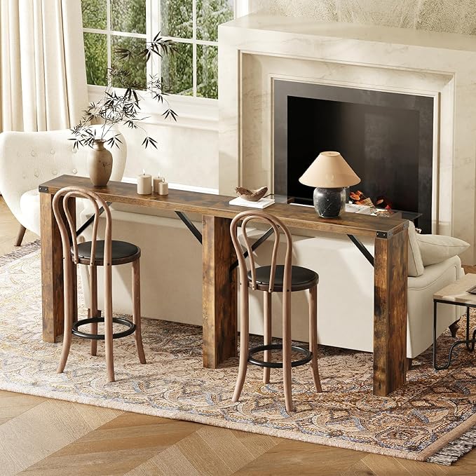 Console Table, 70.8" Long Behind Couch Sofa Table, Entryway Table, Farmhouse Console Table for Narrow Spaces, Hallway, Living Room, Rustic Brown CT31BR