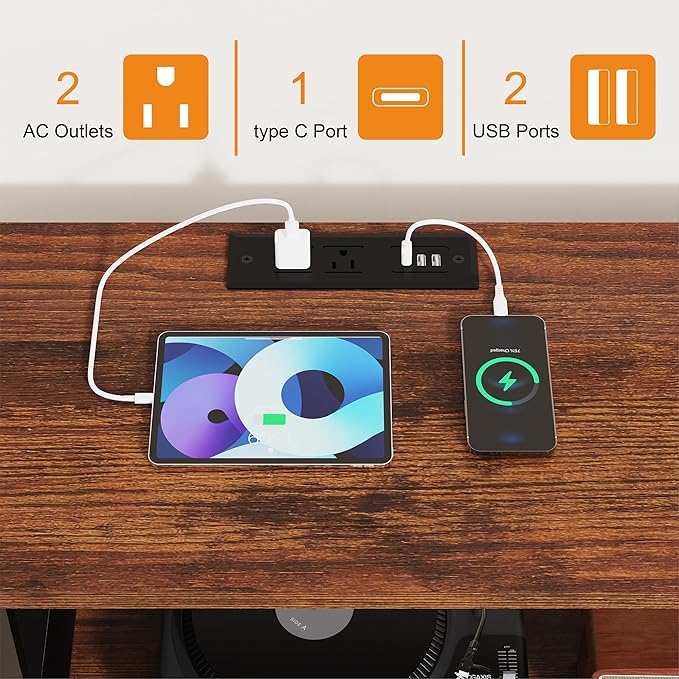 TV Stand Dresser for Living Room, LED TV Stand with 6 Drawers and Lights for Bedroom, Up to 50 inch TV, Long and Wide Dresser Storage Table with Metal Door, Rustic Brown