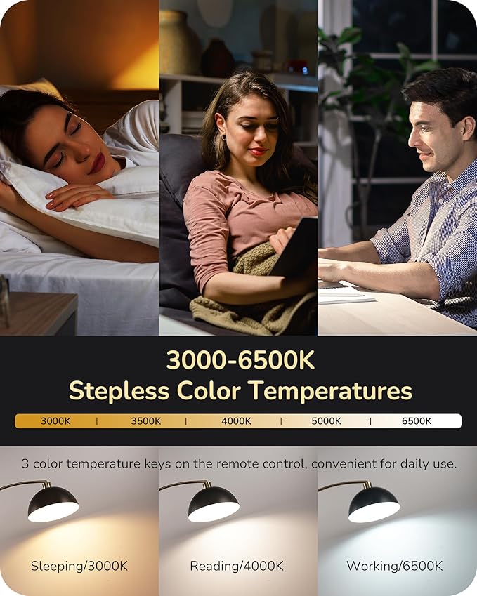 EDISHINE 78.3" Mid Century Modern Floor Lamp, Tall Standing Lamp with Remote, Rotatable LampHead, Brass Floor Lamps for Living Room, Bedroom, Office, Reading Corner, Gold/Black