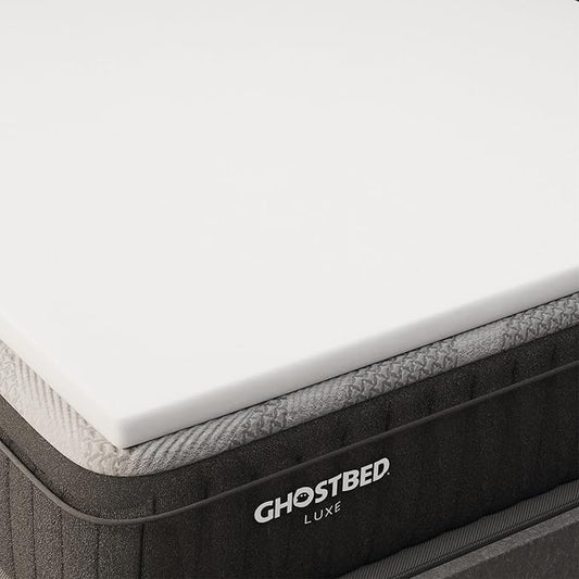 Ghostbed Firm Foam No Cover Mattress Topper, Queen 1.5 Inch Polyurethane Foam Firm Mattress Topper Queen for Back Pain, Durable and Easy to Install & Remove, Made in USA | CertiPUR-US Certified