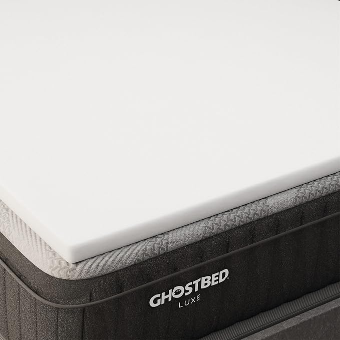Ghostbed Firm Foam No Cover Mattress Topper, California King 1.5 Inch Polyurethane Foam Firm Mattress Topper California King, Durable and Easy to Install & Remove, Made in USA | CertiPUR-US Certified