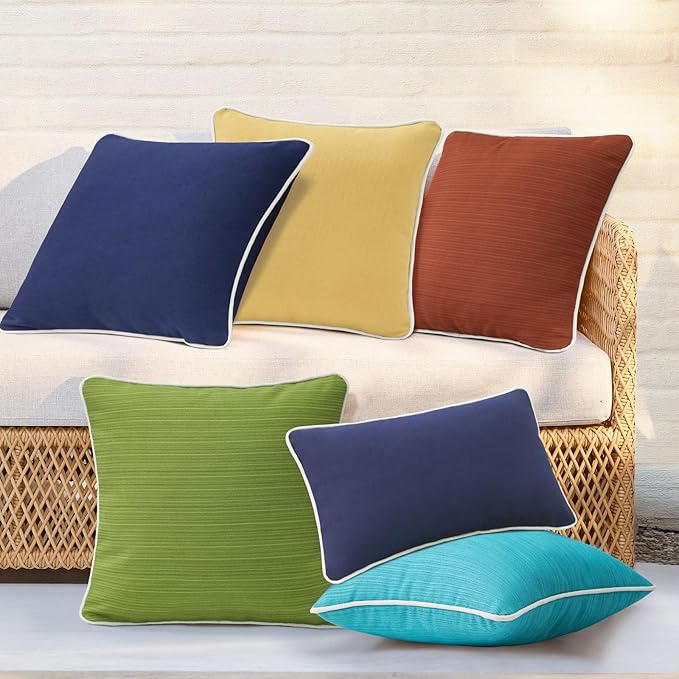 Decorative Outdoor Water Repellent Throw Pillows with Inserts, Set of 4, 18" x18" Pillows for Patio, Backyard, Bed, Couch, and Patio Furniture, Tangerine