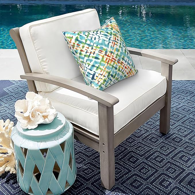 Outdoor Throw Pillow Covers Pack of 2, Decorative Water Repellent Square Pillow Cases 18x18 Inch, Patio Pillowcases for Home Patio Furniture Use, Acapa Opal Geometric