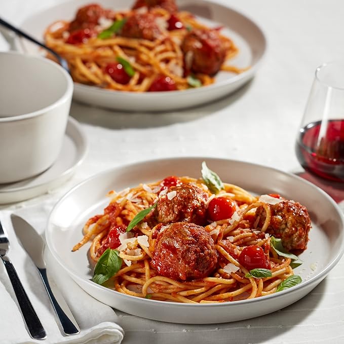 Stone Lain Stoneware Dish Set, 4 Dinner Plates, Albie - Speckled White