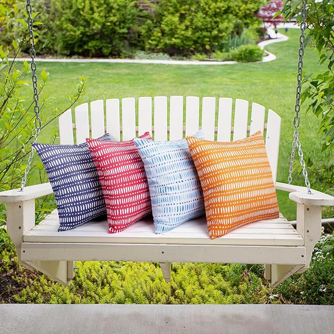 Pack of 2 18x18 Outdoor Pillows, Waterproof Throw Pillows with Inserts, Decorative Patio Pillows for Garden, Couch, Furniture, Sofa, Bed, Living Room(Pebble Orange)