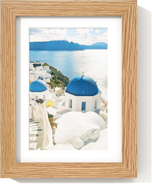 Axeman 5x7 Picture Frame | Solid Oak Wood Picture Frame | 5x7 Frame With Mat For 4x6 | 5 x 7 Photo Frame | 5x7 Wood Picture Frame | 5 By 7 Picture Frame | Hanging Hardware Included | Natural