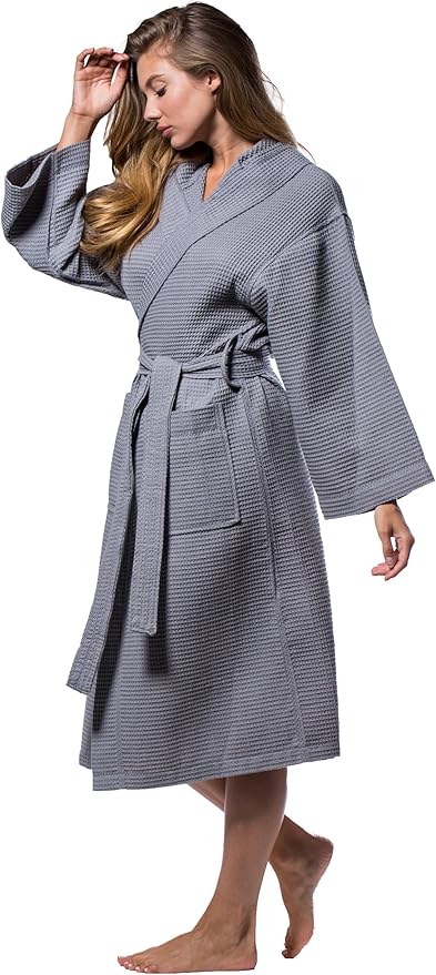 Turquaz Lightweight Full-Length Robes For Women Waffle Kimono Bathrobe - Soft, Fast-Drying, Long-Lasting Cotton Blend Unisex