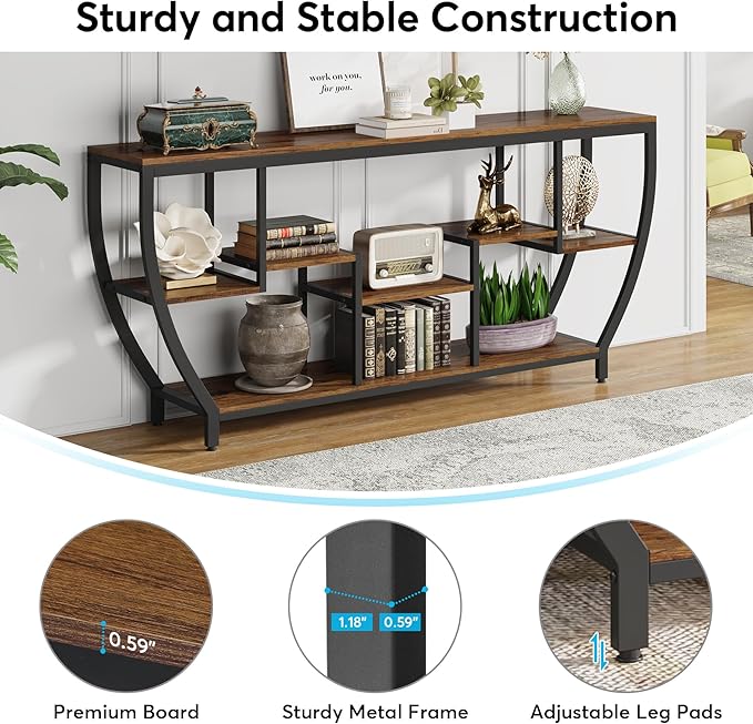 Tribesigns 70.9 Inch Long Sofa Table with Shelves, Rustic Console Table with Storage, Industrial Entryway Table TV Stand, Behind Couch Table Accent Tables for Living Room, Hallway, Foyer
