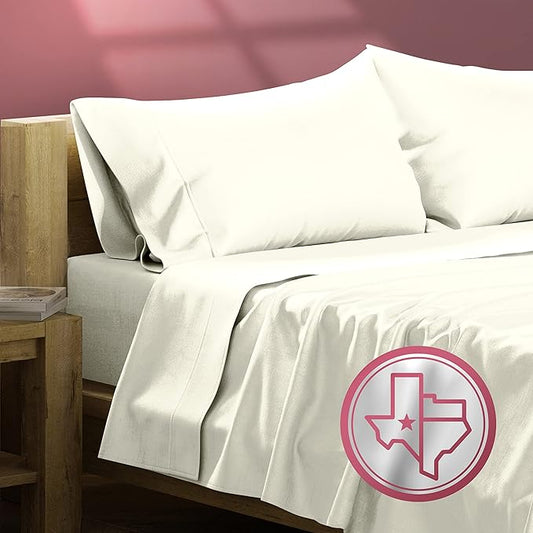 TEXAS LINEN CO. Egyptian Cotton King Bed Sheets - 800 Thread Count 4 PC Sand King Sheet Set, Sateen Weave Luxury Hotel Sheets, Soft, Cooling Bedsheet, 16" Deep Pocket (Fits Upto 18" Mattress)