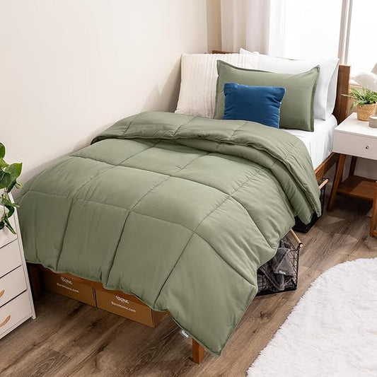 Bare Home Comforter Set - Twin/Twin Extra Long Size - Ultra-Soft - Goose Down Alternative - Premium 1800 Series - All Season Warmth (Twin/Twin XL, Sage)