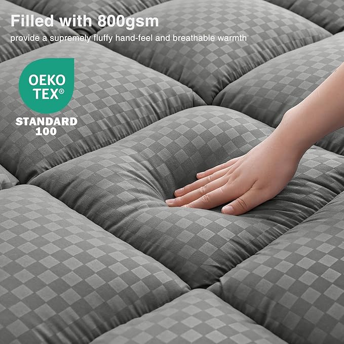 OLANLY Dual-Layer 4 Inch Full Size Memory Foam Mattress Topper for Back Pain, 2 Inch Cooling Pillow Top Mattress Pad Cover and 2 Inch Gel Memory Foam Topper, Deep Elastic Pocket, Grey