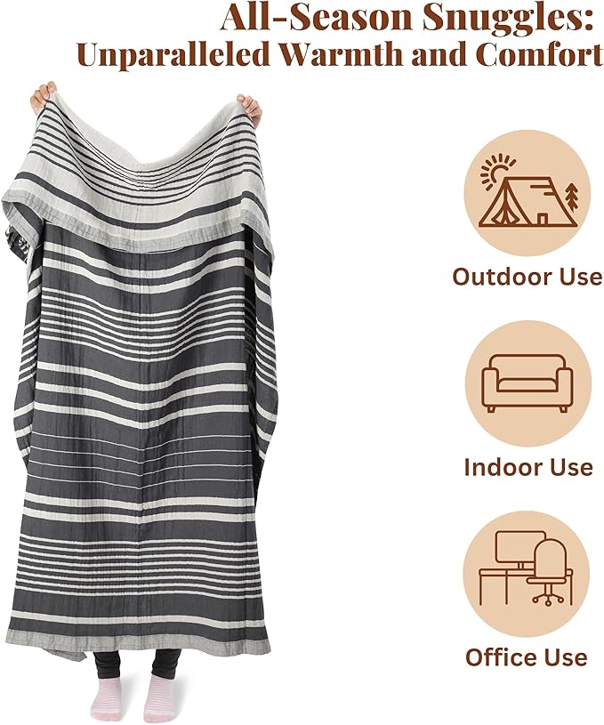 Folkulture Throw Blanket for Couch 50" x 60", 100% Recycled Cotton Couch Blanket and Throws for Chair, Soft Throw Blanket for Bed or Bed Throws for Sofa, Boho Throw Blankets