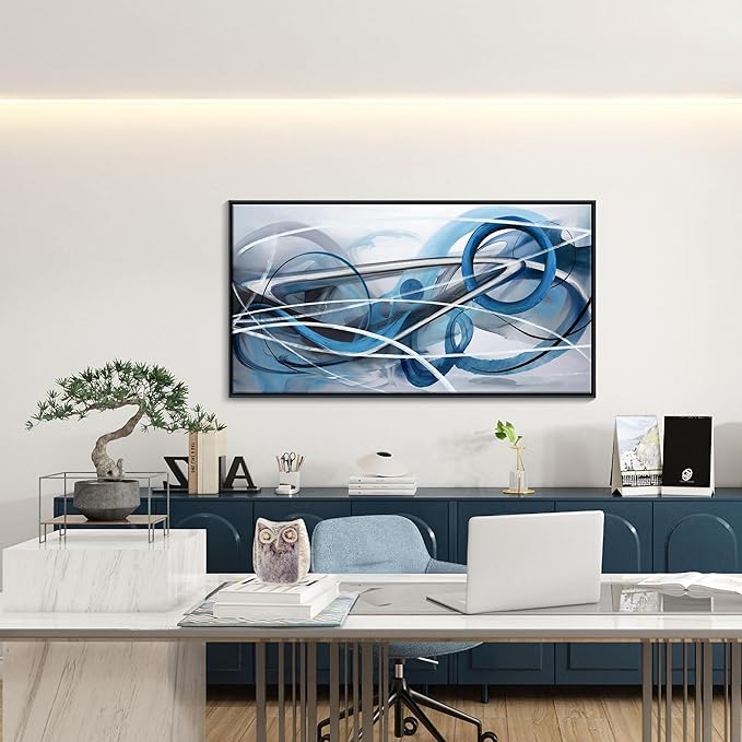 YDYSUNE Blue Abstract Wall Art Modern Canvas Wall Paintings Abstract Artwork for Living Room Pictures for Bedroom Wall Decor Office Home Decor Artwork for Walls 24×48IN