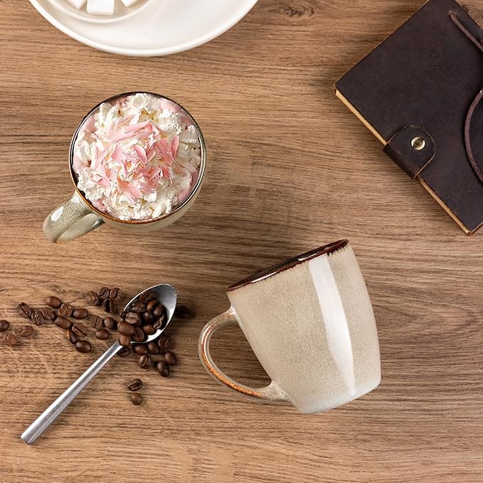 GBHOME Ceramic Coffee Mugs Set of 6, 12oz Stoneware Coffee Mugs Set For Dad Mom Women MEN, Light Weight Coffee Cups for Latte/Tea/Beer/Hot Cocoa, Dishwasher & Microwave Safe