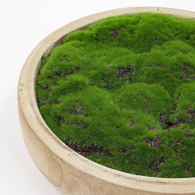 NAHARO Moss Wood Bowl, Natural Round Decorative Dough Bowl, Artificial Moss Centerpiece for Wedding Table, Home Decoration, Living Room, Office, No Maintenance