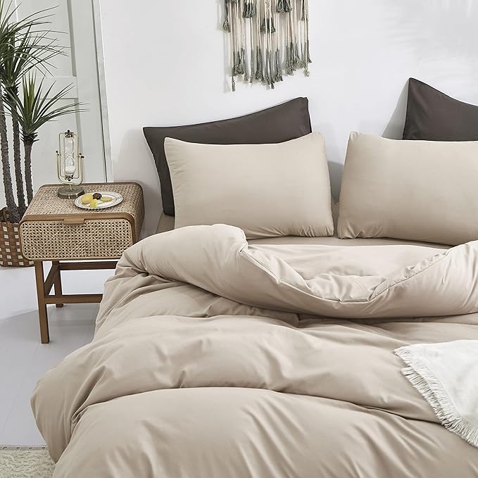 Luxlovery Beige Coffee Comforter Set Twin Light Khaki Bedding Set Kids Teens Bedding Set Solid Cream Coffee Blanket Quilts Ultra Soft Breathable Light Taupe Comforter Set