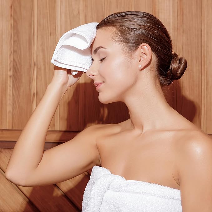 Towel and Linen Mart 100% Cotton - 24 PK Wash Cloth Set - White Color Flannel Face Cloths, Highly Absorbent and Soft Feel Fingertip Towels (White, Pack of 24)