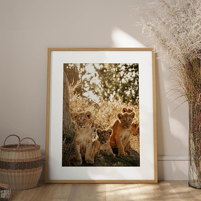 Axeman 24x30 Picture Frame | Solid Oak Wood 24 By 30 Poster Frame With Mat For 18x24 | Tempered Glass And Hanging Hardware Included Home Wall Decor Hanging Frame | Natural