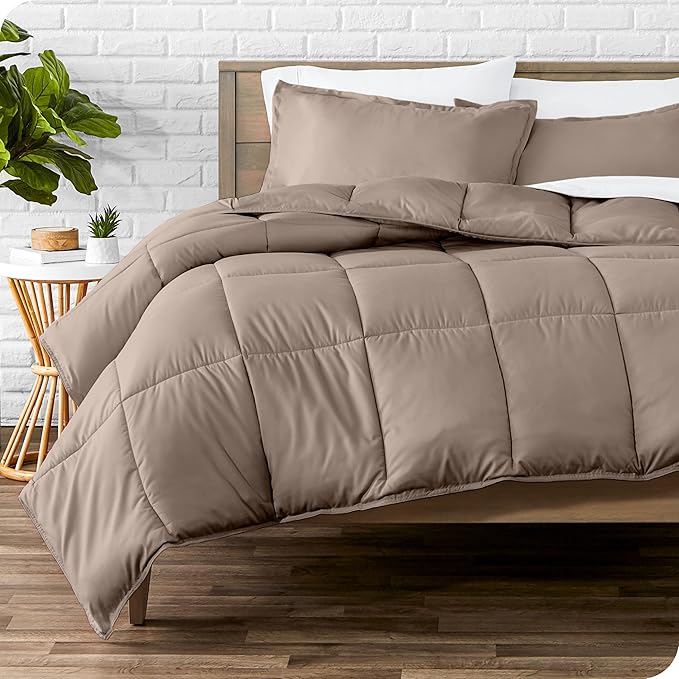 Bare Home Comforter Set - Twin/Twin Extra Long Size - Ultra-Soft - Goose Down Alternative - Premium 1800 Series - All Season Warmth (Twin/Twin XL, Taupe)