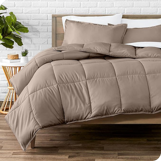 Bare Home Comforter Set - Oversized King Size - Ultra-Soft - Goose Down Alternative - Premium 1800 Series - All Season Warmth (Oversized King, Taupe)