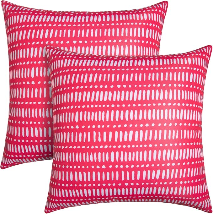Pack of 2 18x18 Outdoor Pillows, Waterproof Throw Pillows with Inserts, Decorative Patio Pillows for Garden, Couch, Furniture, Sofa, Bed, Living Room((Pebble Red)