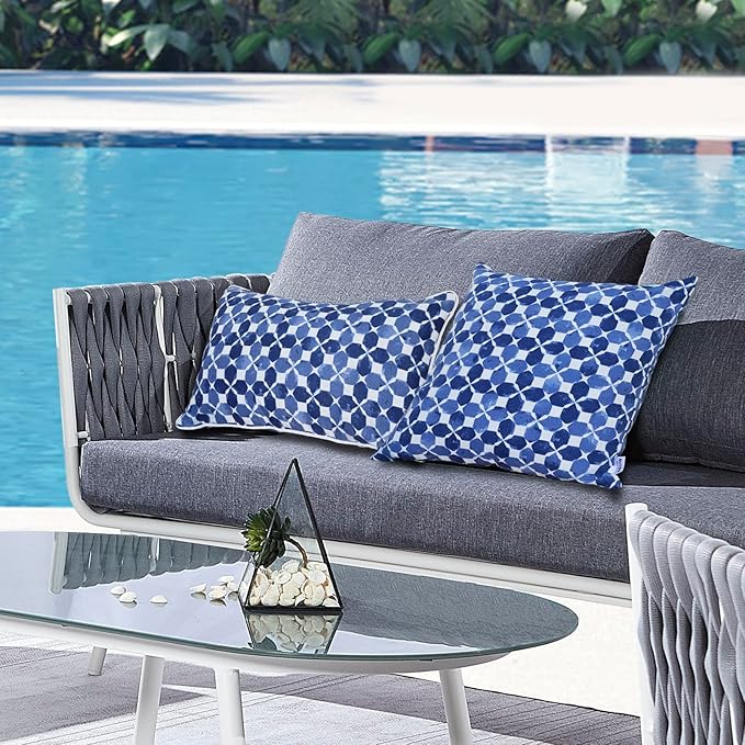 Outdoor Lumbar Pillows - Decorative Pillows with Insert Included Set of 2 Outdoor Pillows for Patio Furniture 12x20 Inch