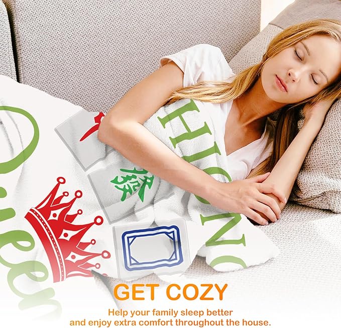 Mahjong Queen Throw Blanket,Mahjong Gifts for Women Girls,Mah Jong Blanket for Couch Bed Girls Dorm Bedroom Living Room Office,50x60 Inches