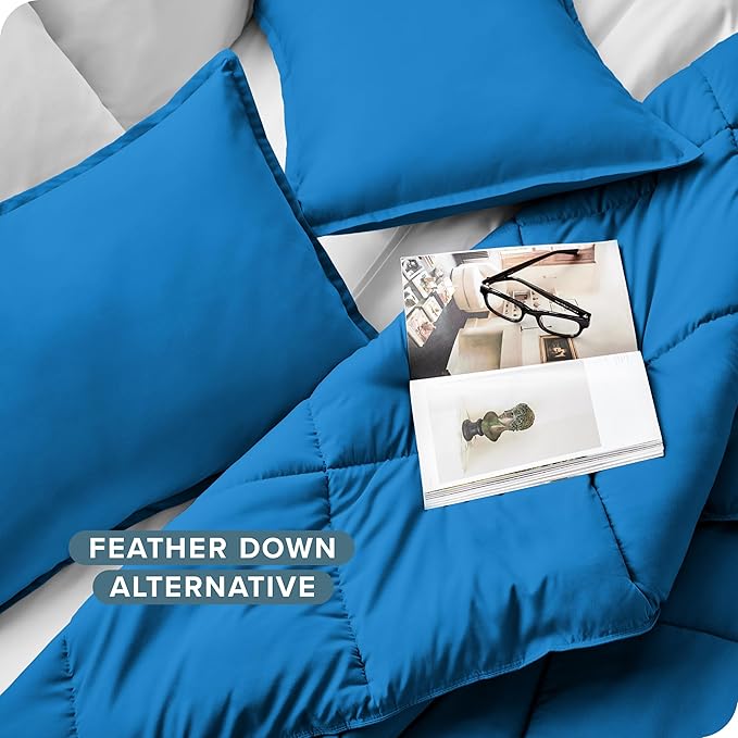 Bare Home Comforter Set - Twin/Twin Extra Long Size - Ultra-Soft - Goose Down Alternative - Premium 1800 Series - All Season Warmth (Twin/Twin XL, Medium Blue)