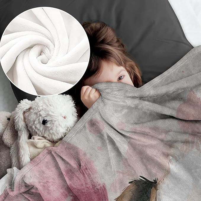 Panda Blanket for Boys Girls Teen, Flannel Panda Blankets Gifts, Panda Holding Pink Balloon Throw Blanket for Sofa Couch Bed Living Room Soft Warm Cozy Panda Decor 60" x 80"