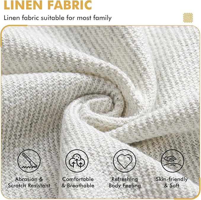 CDCASA Accent Chair, Linen Fabric Oversized Mid Century Modern Chair Set of 1, Comfy Upholstered Armchair Reading Accent Chairs Sofa Chairs for Bedroom Living Room, Beige