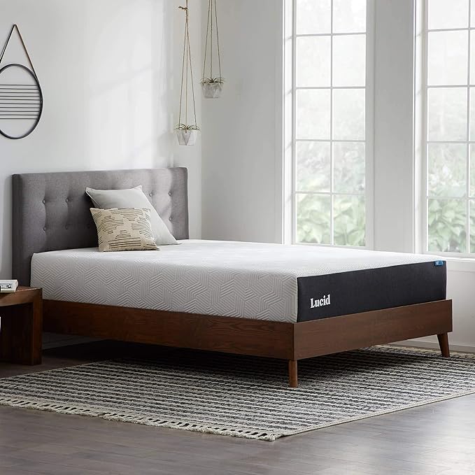 LUCID 12 Inch Memory Foam Mattress - Medium Feel - Memory Foam Infused with Bamboo Charcoal - Gel Infusions - CertiPUR-US Certified - Breathable - California King