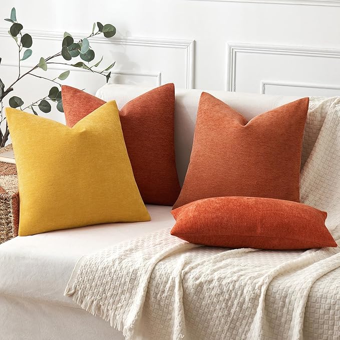 MIULEE Pack of 2 Goose Yellow Decorative Pillow Covers 20x20 Inch Soft Chenille Couch Spring Throw Pillows Farmhouse Cushion Covers for Home Decor Sofa Bedroom Living Room