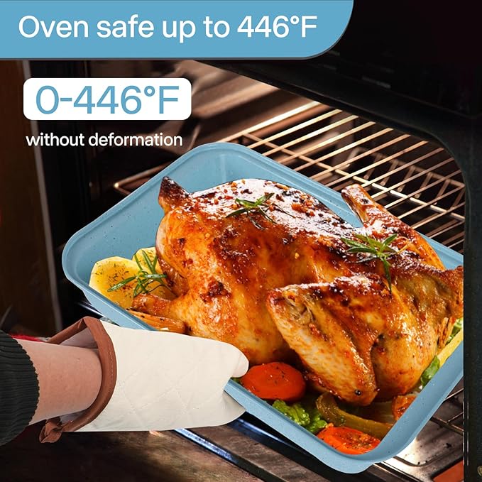 6 Pieces Baking Pans Set Non Stick, Bakeware Sets Stackable, Oven Safe, Steel Baking Set Supplies for Home Baking, Roasting, Easy to Release, Sturdy Bake Gifts for Holiday, Blue