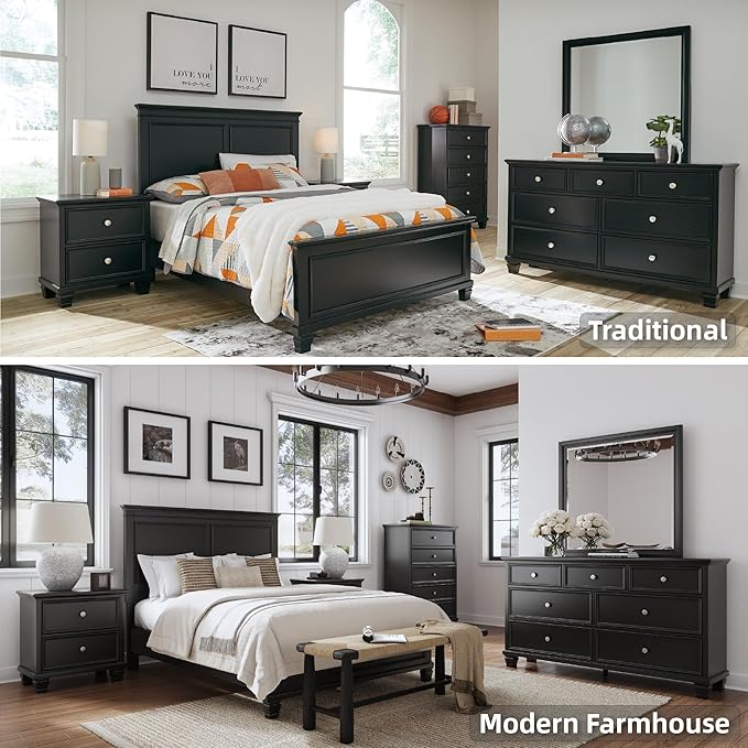 Signature Design by Ashley Lanolee Traditional 5 Drawer Chest for Bedroom, Black