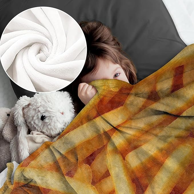 French Fry Blanket for Kids Adults, French Fry Gifts Flannel Throw Blanket, French Fry Decor Lightweight Warm Soft for Sofa Couch Bed Living Room Office 40" x 50"