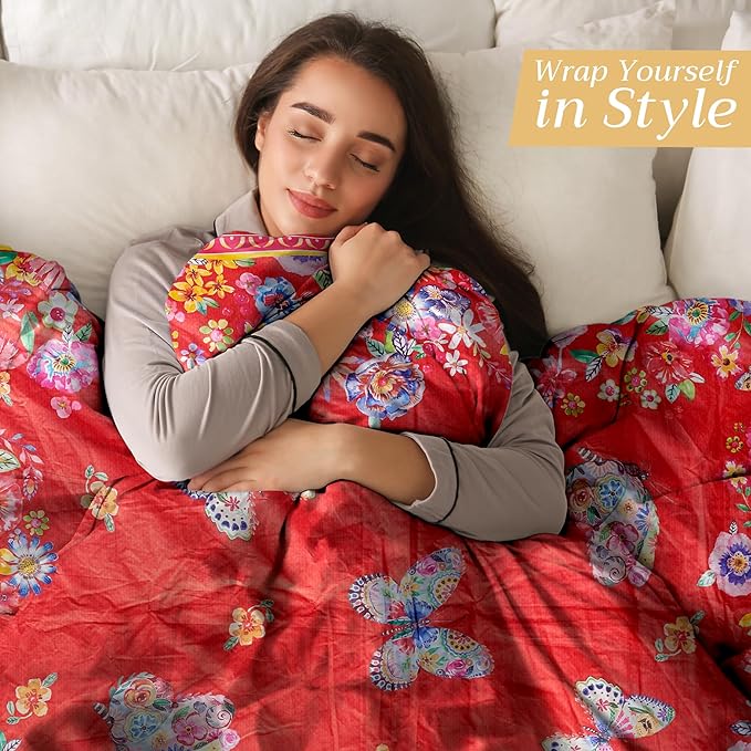 Maison d' Hermine Throw Blanket for Couch Lightweight Soft Warm Breathable Cotton Throw Blankets for Bed Girls Boys Women Men Gifts Sofa Travel Living Room Chair Bedding (60"x80", Happy Florals)