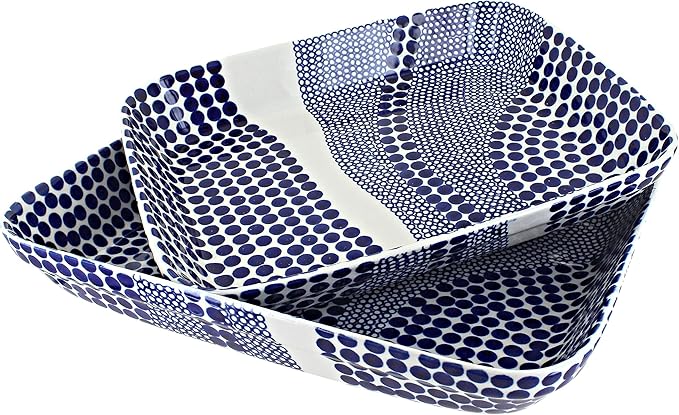 Blue Rose Polish Pottery - Blue Zara Rectangular Baker Set - 2 Bakers - Unique, Dishwasher Safe, & Durable Bakeware