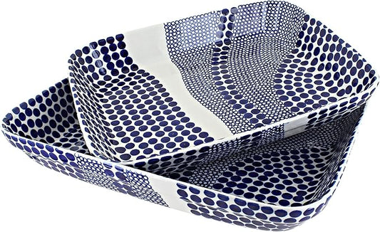 Blue Rose Polish Pottery - Blue Zara Rectangular Baker Set - 2 Bakers - Unique, Dishwasher Safe, & Durable Bakeware
