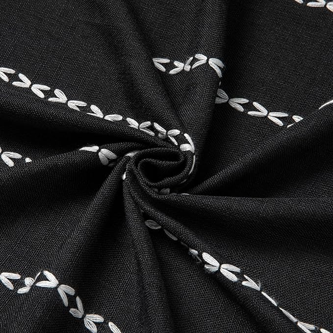 MitoVilla Black Small Stall Shower Curtain 36 x 72, Half Size Narrow Polyester Linen Heavy Fabric Shower Curtains for Boho Farmhouse Bathroom Decor, Wrinkle Resistant Cloth Shower Curtain