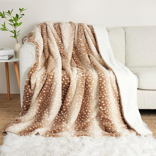 Cozy Bliss Luxury Faux Fur Throw Blanket Animal Striped Print, Non Shedding Double Sided Sherpa Blankets Super Soft Fluffy Thick Warm Throws Home Decor for Couch Bed Sofa Women (Brown, 60x80 Inches)