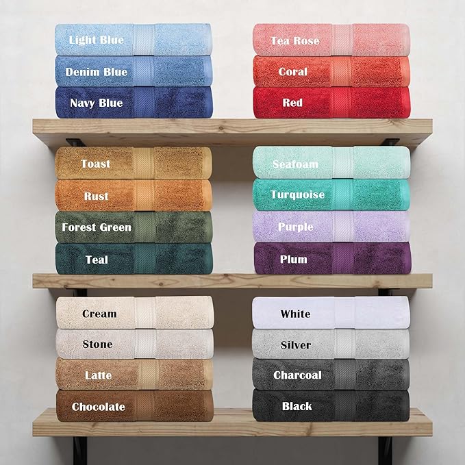 Superior Egyptian Cotton Pile Bath Sheet Set of 2, Ultra Soft Luxury Towels, Thick Plush Essentials, Absorbent Heavyweight, Guest Bath, Hotel, Spa, Home Bathroom, Shower Basics, Rust