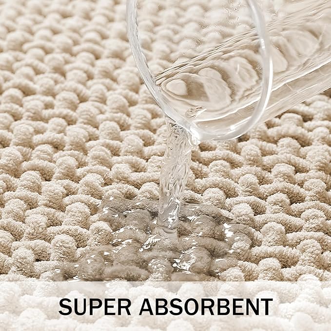 Bathroom Rugs Non Slip Washable, Super Absorbent Thin Bath Mat for Small Quick Dry Low Pile Bathroom Rug, (Khaki, 36″x24″)